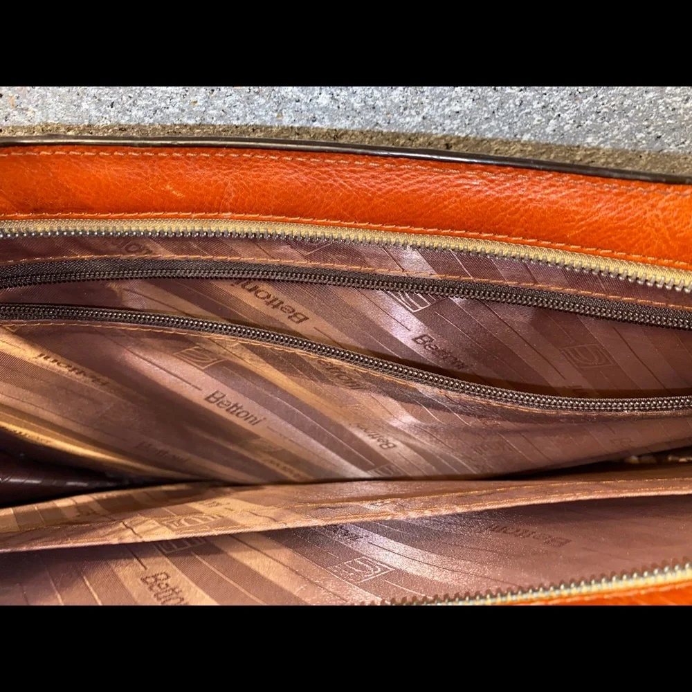Bettoni Leather Crossbody Briefcase Tote